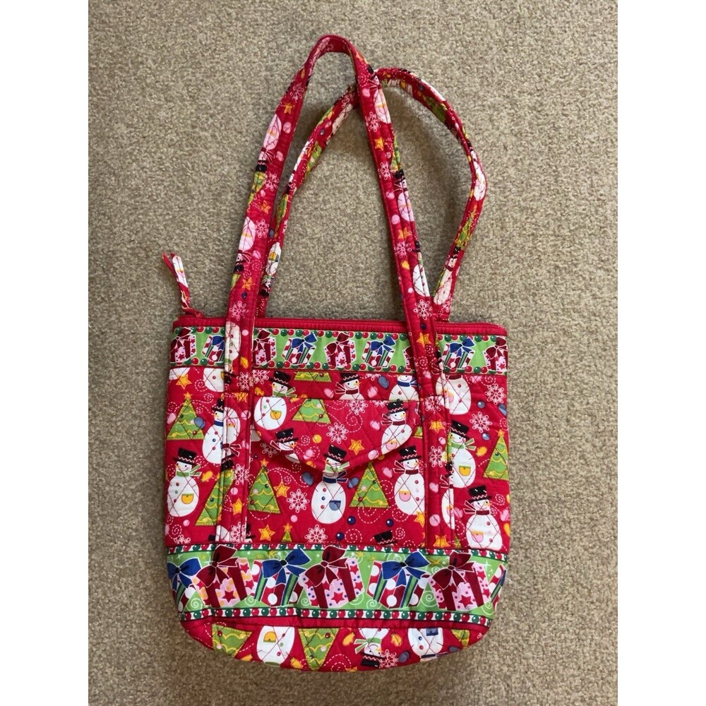 Red Christmas Theme Winter Snowman Shoulder Tote Bag